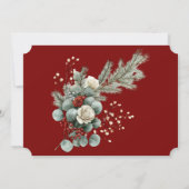 Winter Pine Naalden Rode Bessen Repetitie Diner Kaart (Achterkant)