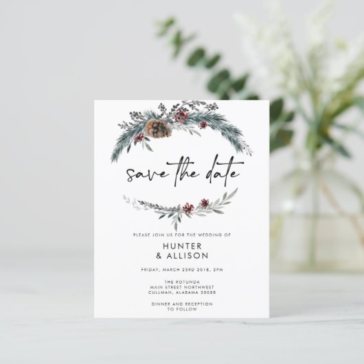 Winter Pine Save the Date (Staand voorkant)