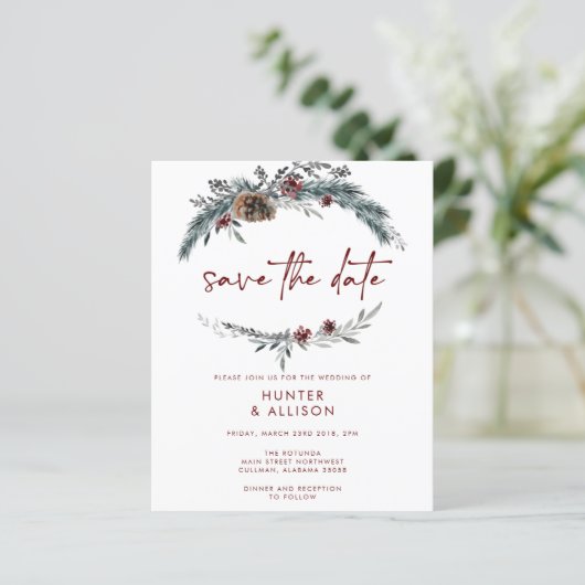 Winter Pine Save the Date (Staand voorkant)