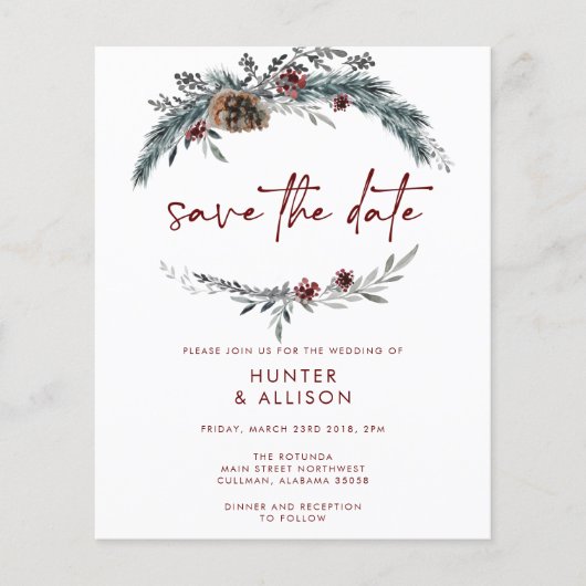 Winter Pine Save the Date (Voorkant)