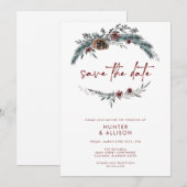 Winter Pine Save the Date Kaart (Voorkant / Achterkant)