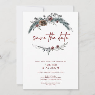 Winter Pine Save the Date Kaart