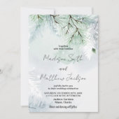 Winter Pine sneeuw bruiloft uitnodigingen (Voorkant)