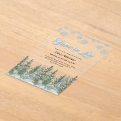 Winter Pine Snow in Love Snowflakes Bridal Shower Acryl Uitnodigingen (Laagn)