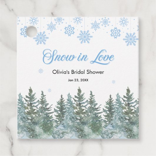 Winter Pine Snow in Love Snowflakes Bridal Shower Bedankjes Labels (Voorkant)