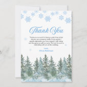 Winter Pine Snow in Love Snowflakes Bridal Shower Bedankkaart (Voorkant)