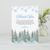 Winter Pine Snow in Love Snowflakes Bridal Shower Bedankkaart (Staand voorkant)