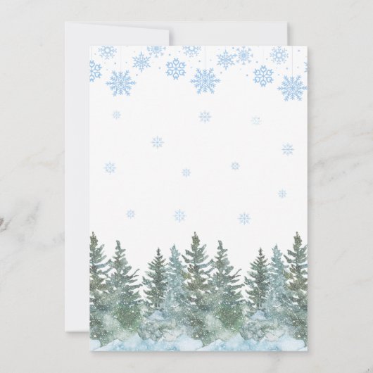 Winter Pine Snow in Love Snowflakes Bridal Shower Bedankkaart (Achterkant)