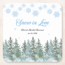 Winter Pine Snow in Love Snowflakes Bridal Shower Kartonnen Onderzetters