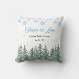 Winter Pine Snow in Love Snowflakes Bridal Shower Kussen