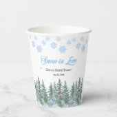 Winter Pine Snow in Love Snowflakes Bridal Shower Papieren Bekers (Achterkant)