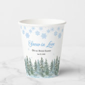 Winter Pine Snow in Love Snowflakes Bridal Shower Papieren Bekers (Voorkant)