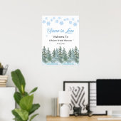 Winter Pine Snow in Love Snowflakes Bridal Shower Poster (Thuiskantoor)