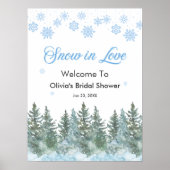 Winter Pine Snow in Love Snowflakes Bridal Shower Poster (Voorkant)