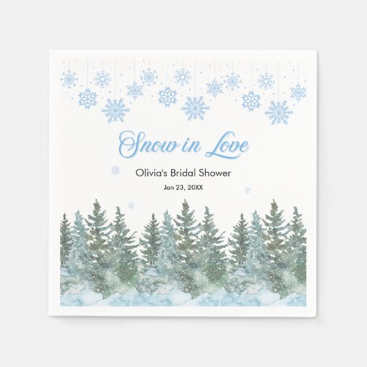 Winter Pine Snow in Love Snowflakes Bridal Shower Servet (Voorkant)