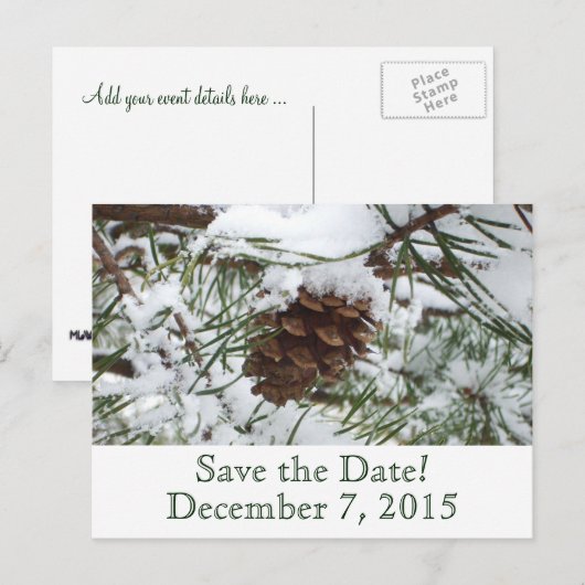 Winter Pine Sparen het Briefkaart van de Datum (Voorkant / Achterkant)