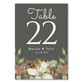 Winter Pine Stone Grey Trouwtafel Nummer Kaarten