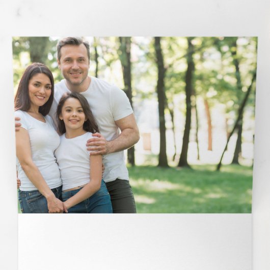 Winter Pine takken elegant 3 foto's Kerstmis Drieluik Wenskaart (Binnenzijde eerst)