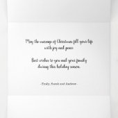 Winter Pine takken elegant 3 foto's Kerstmis Drieluik Wenskaart (Binnenkant midden)