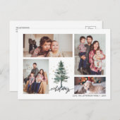 Winter Pine Tree 4 Foto Collage Happy Holiday Briefkaart (Voorkant / Achterkant)