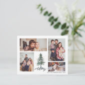 Winter Pine Tree 4 Foto Collage Happy Holiday Briefkaart (Staand voorkant)