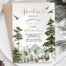 Winter Pine Tree avontuur wacht op koppel Douche Kaart