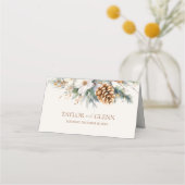 Winter Pine Tree Bloemen Bloemen Bloemen Huwelijk Plaatskaartje (Achterkant)