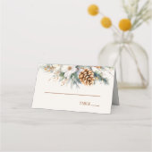Winter Pine Tree Bloemen Bloemen Bloemen Huwelijk Plaatskaartje (Voorkant)