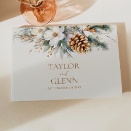 Winter Pine Tree Bloemen Bloemen Huwelijk Gastenboek