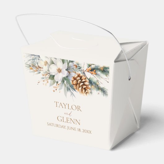 Winter Pine Tree Bloemen Bloementuin Trouwen Bedankdoosjes (Achterkant)