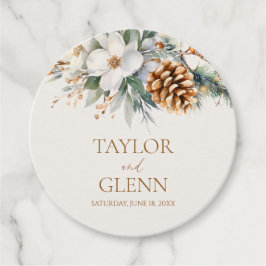 Winter Pine Tree Bloemen Bloementuin Trouwen Bedankjes Labels