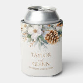 Winter Pine Tree Bloemen Bloementuin Trouwen Blikjeskoeler (Blikje Voorkant)