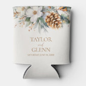 Winter Pine Tree Bloemen Bloementuin Trouwen Blikjeskoeler (Voorkant)