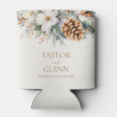 Winter Pine Tree Bloemen Bloementuin Trouwen Blikjeskoeler (Achterkant)