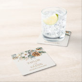 Winter Pine Tree Bloemen Bloementuin Trouwen Kartonnen Onderzetters (Insitu)