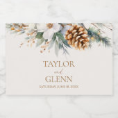 Winter Pine Tree Bloemen Bloementuin Trouwen Sparkling Wijnetiket (Enkel label)