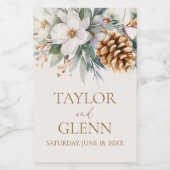 Winter Pine Tree Bloemen Bloementuin Trouwen Wijn Etiket (Enkel label)