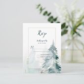 Winter Pine Tree Bruiloft RSVP Briefkaart (Staand voorkant)