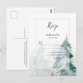 Winter Pine Tree Bruiloft RSVP Briefkaart (Voorkant / Achterkant)