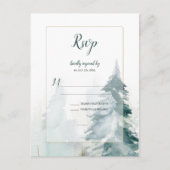Winter Pine Tree Bruiloft RSVP Briefkaart (Voorkant)
