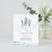 Winter Pine Tree Budget Engagement Party uitnodigt (Staand voorkant)