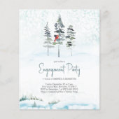 Winter Pine Tree Budget Engagement Party uitnodigt (Voorkant)