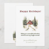 Winter Pine Tree Cabin Adventure Kerstvakantie Feestdagenkaart (Voorkant / Achterkant)