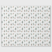 Winter Pine Tree Christmas Wrapping Paper, Herten Cadeaupapier (Vlak)