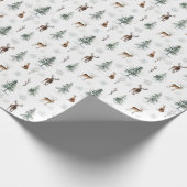 Winter Pine Tree Christmas Wrapping Paper, Herten Cadeaupapier (Hoek)