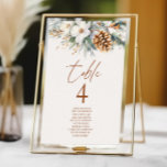 Winter Pine Tree Floral Wedding Kaart<br><div class="desc">Dit is een Winter Pine Tree Bloemen Trouwtafel Nummer w / Namen!</div>