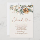 Winter Pine Tree Flowers Floral Custom Foto Bedankkaart (Voorkant)