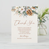 Winter Pine Tree Flowers Floral Custom Foto Bedankkaart (Staand voorkant)