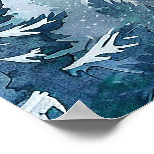 Winter Pine Tree Forest Baby shower Welkom Poster (Hoek)