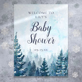 Winter Pine Tree Forest Baby shower Welkom Poster